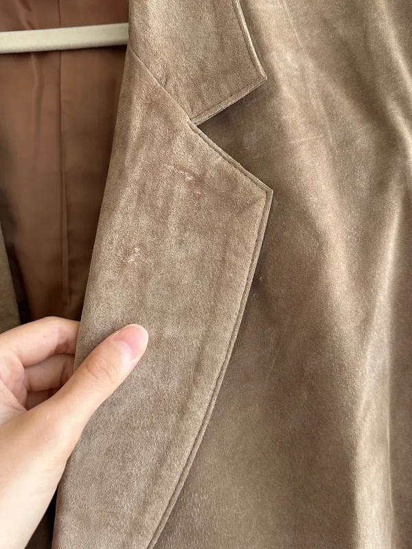 L.L. Bean Tan Suede Blazer Jacket, Fall Outerwear, Size 10 Petite - Image 8