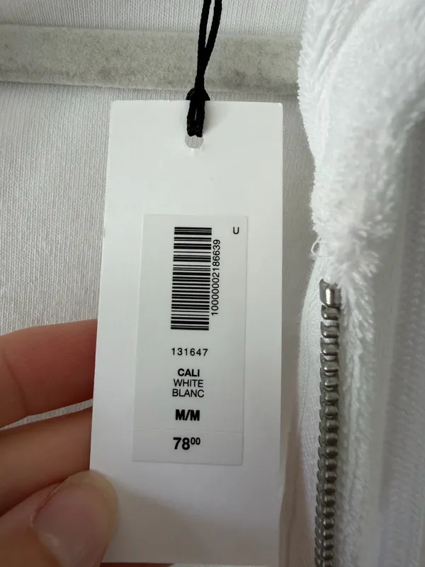 Aritzia TNA Cali Zip Terry Hoodie White Size M - Image 5