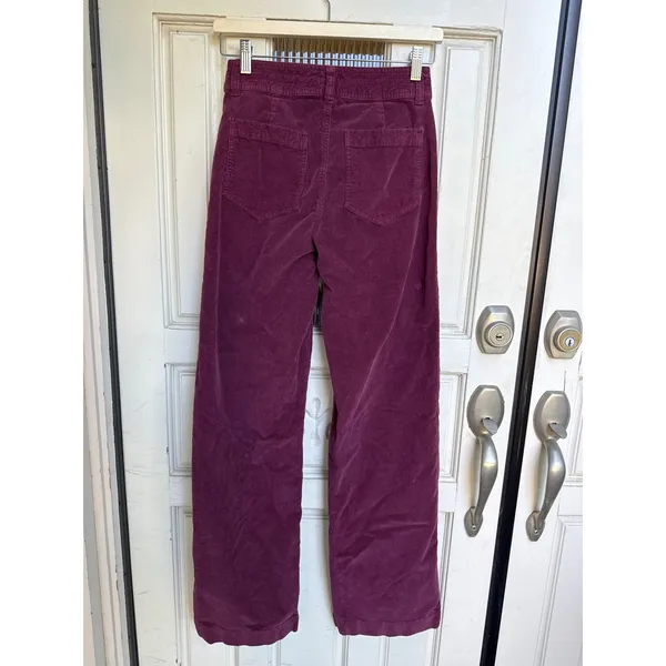 Faherty Women Plum Burgundy Organic Cotton Wide Leg Corduroy Pants Size 25 - Image 2