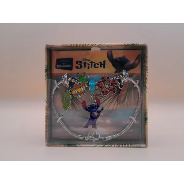 Disney Womens‎ Lilo Stitch Live Action Silver Tone Tropical Charm Bracelet NIB - Image 4