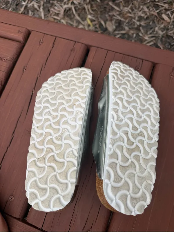 Birkenstock Arizona Metallic Silver Soft Footbed Sandals 37 US 6.5 $154 - Image 9