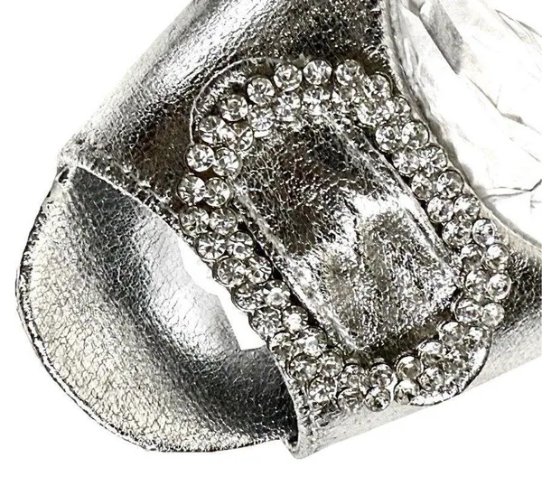 Dooabllo Women’s Vintage Style Silver Peep- Toe Rhinestone Slingback Heels - Image 5