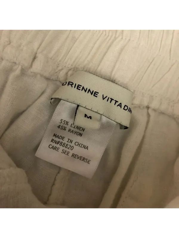 Adrienne Vittadini Womens White Linen-Blend Drawstring Pants Size M - Image 3