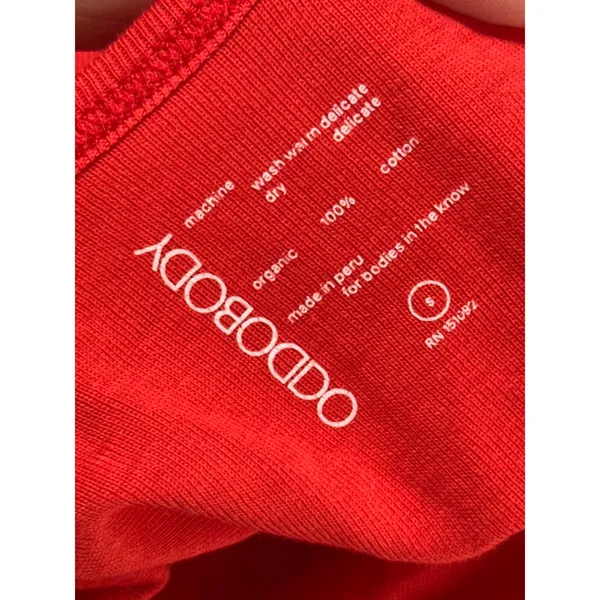 Oddobody Red Organic Cotton Long Sleeve Scoop Neck Bodysuit Small Peru - Image 5