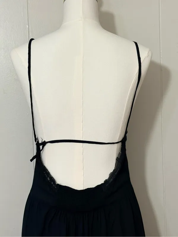 Intimately Free People Black Lace Open Back Slip Mini Dress Size M - Image 6