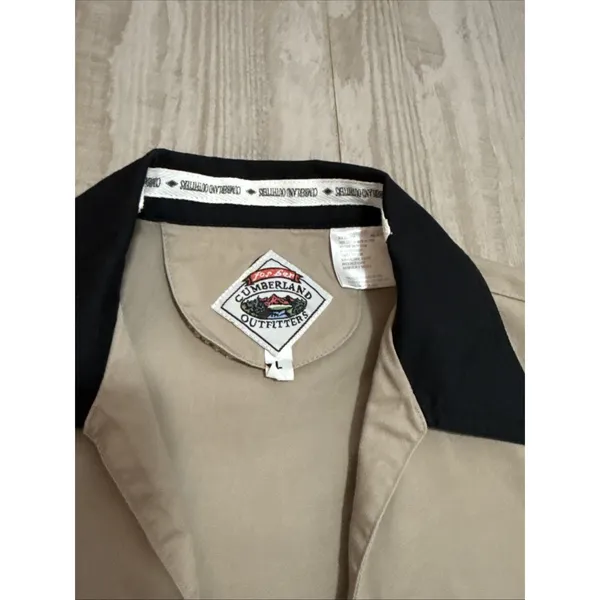 Vtg Cumberland Outfitters Tan Black White Color Block Western Shirt Womens-Lrg - Image 2