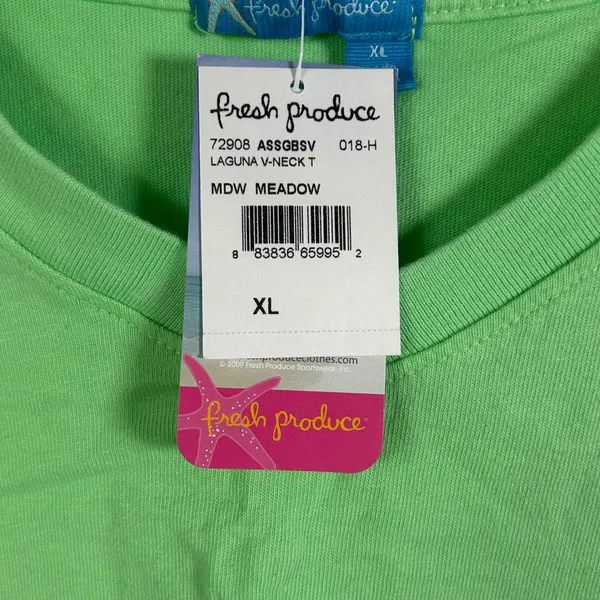 Fresh Produce Laguna V-Neck T-Shirt Meadow Green Cotton USA‎ XL - Image 8