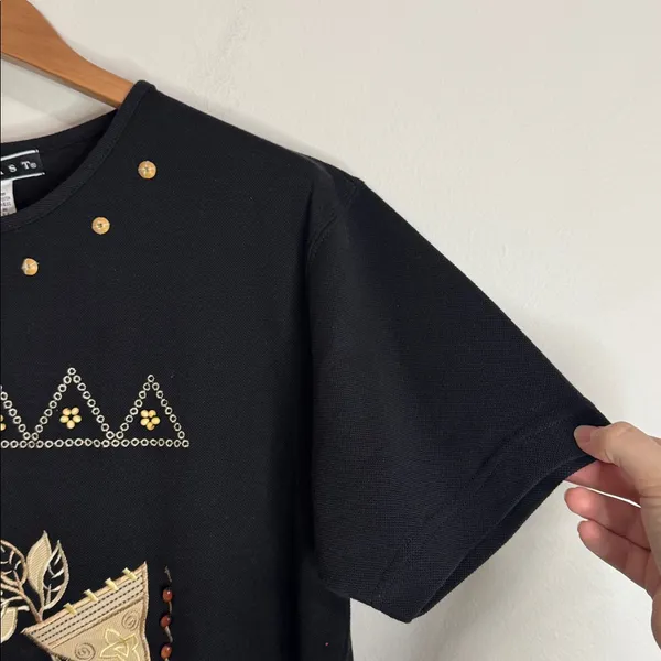 Vintage Blast Morocco Embroidered Short Sleeve Pique T-Shirt Gold Accents size M - Image 5