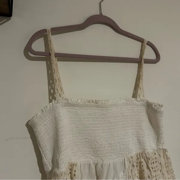 By Anthropologie‎ 100% Cotton Cream Lace Babydoll Sleeveless Cutout Top Size XL - Image 4