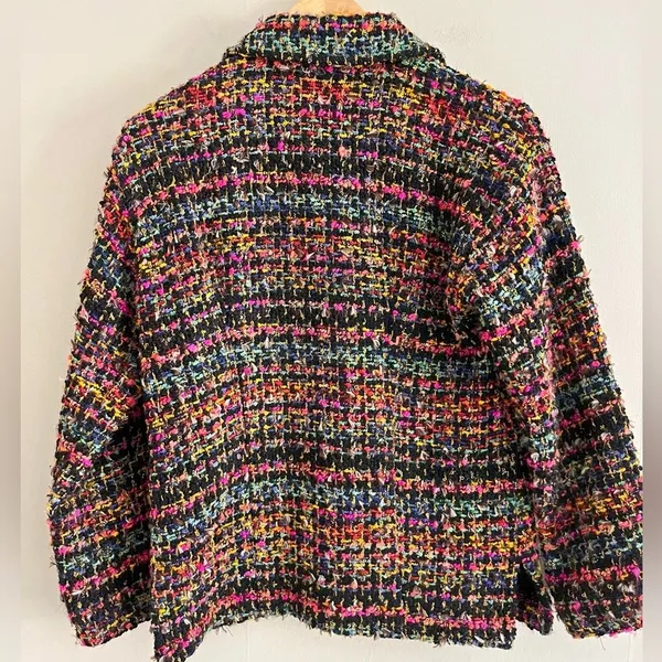 Chicos Tweed Jacket Colorful Textured Woven Blazer Preppy Chic S - Image 7
