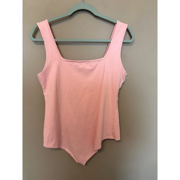 JORASOB Pink Square Neck Sleeveless Bodysuit Tank Top Plus Size‎ XXL Snap Crotch - Image 2