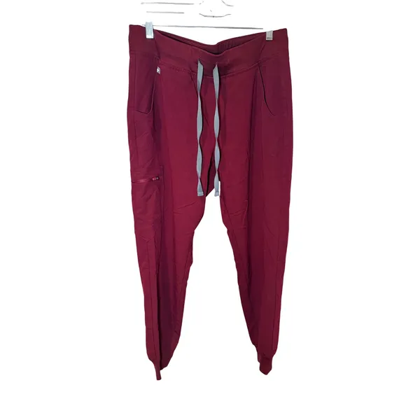 Figs Zamora Jogger Scurb Pants Burgundy PO 1777 Size Medium‎ Petite - Image 2