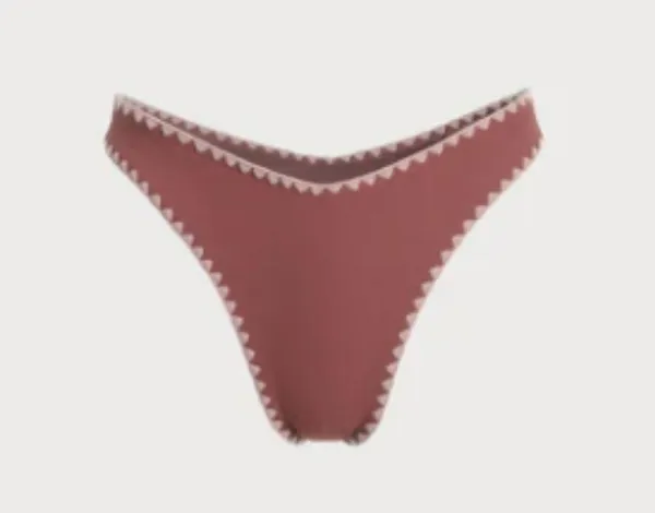 BERLOOK Contrast Stitch Bikini Bottom ONLY 66 Red Size M - Image 8