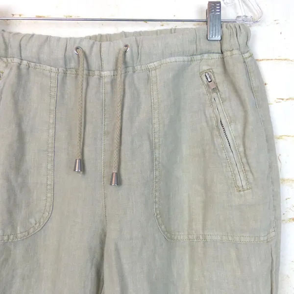 Blank NYC Cargo Pants Womens 27 100% Linen Beige Utility Jogger Pull On Beach - Image 5