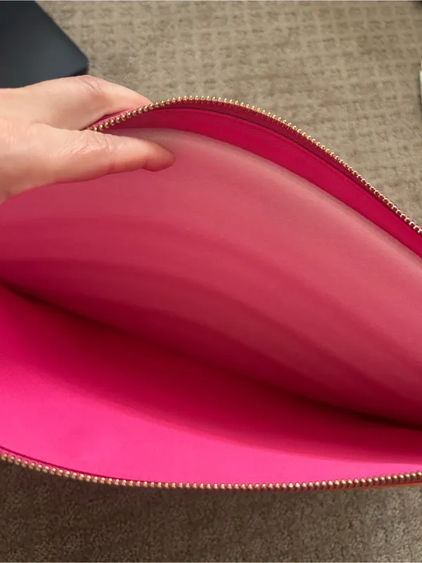 Pink and Orange Patterned Tablet laptop Sleeve with Zip Closure - Image 5
