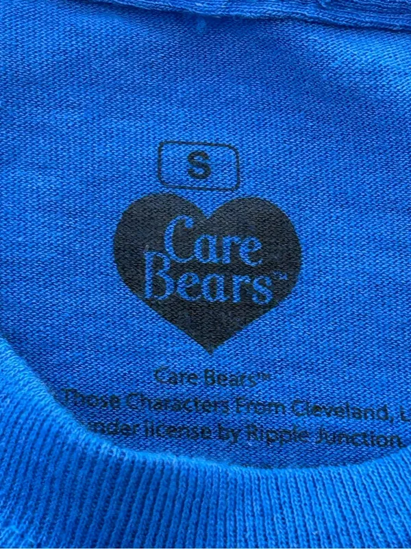 Care Bears Hug Dealer T Shirt Small S Blue Graphic Tee Rainbow Cheer Bear Retro - Image 5