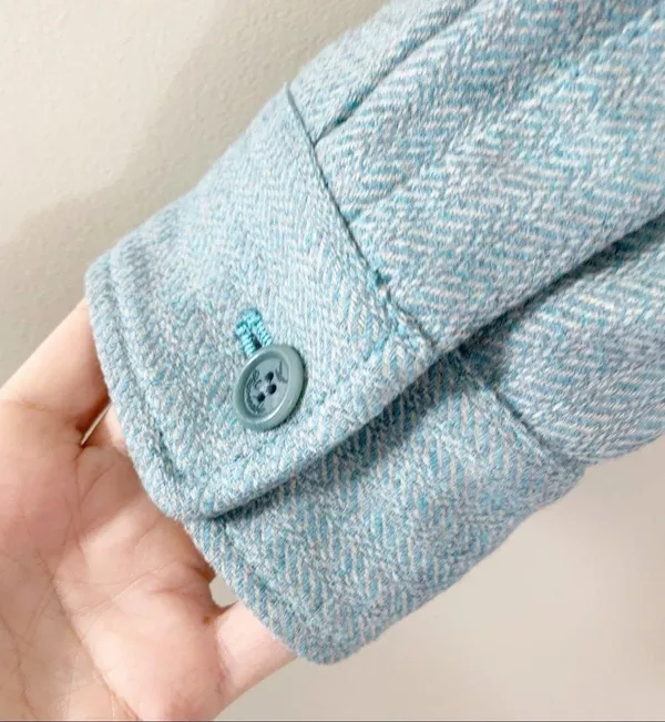 Façonnable Sky Blue Wool Blend Herringbone Jacket - Image 5