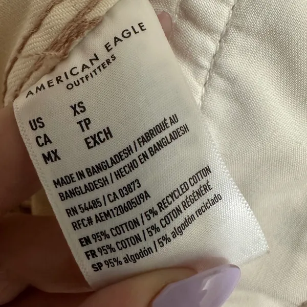 American Eagle | Women's Neutral Cream Denim Short Trucker Jacket, Size XS‎ - Image 5