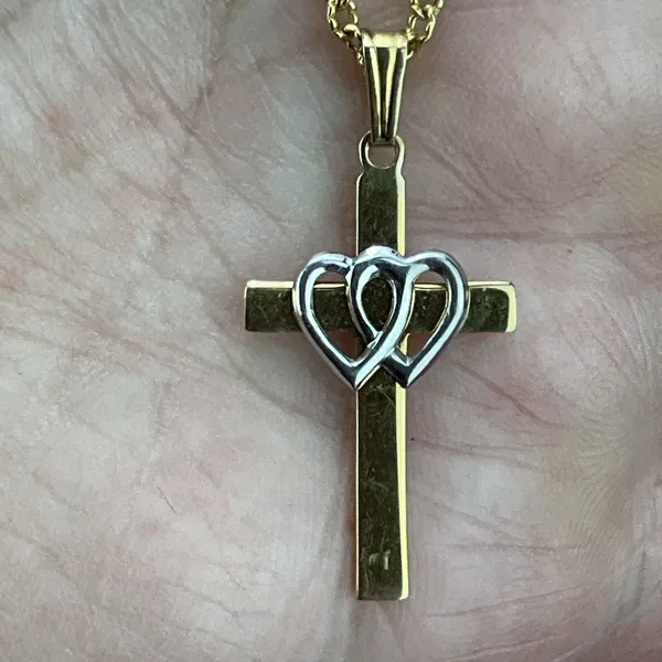 Sterling Silver 925 With Gold Wash Small‎ Cross Pendant Necklace - Image 3