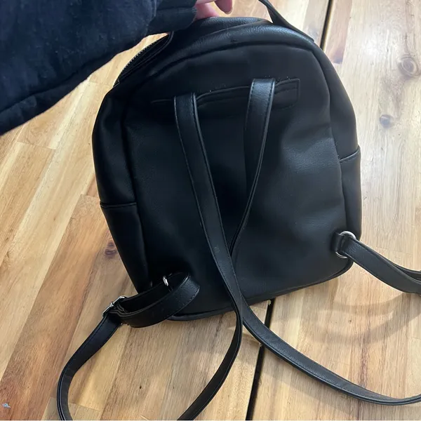 Wild Fable Black Mini Backpack Purse Faux Leather Silver Hardware - Image 6