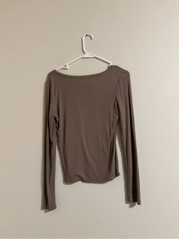Cotton On Long Sleeve Scoop Neck Top - Brown - Image 3