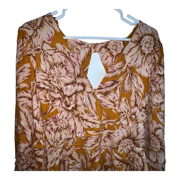 B.O.G Band of the‎ Free Long Sleeve Mini Dress Gold Blush Pink Floral Medium New - Image 4