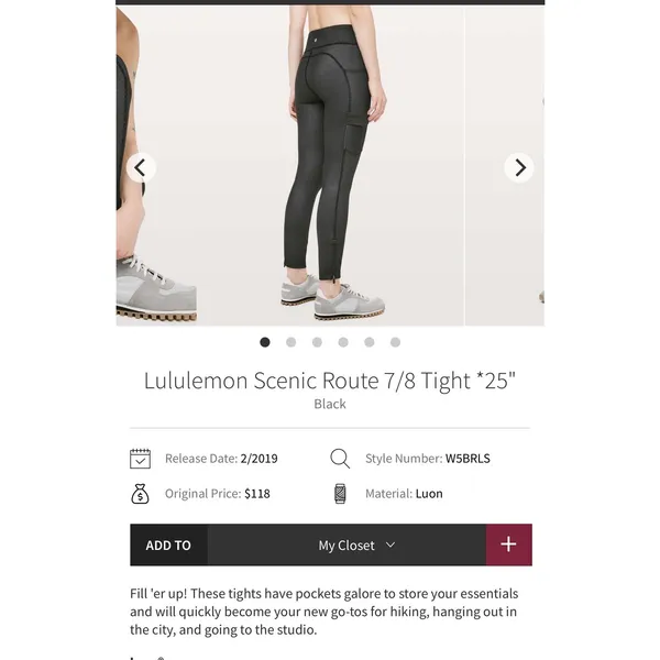 Lululemon Scenic Route 7/8 Tight leggings in gray size 8 women - Image 11
