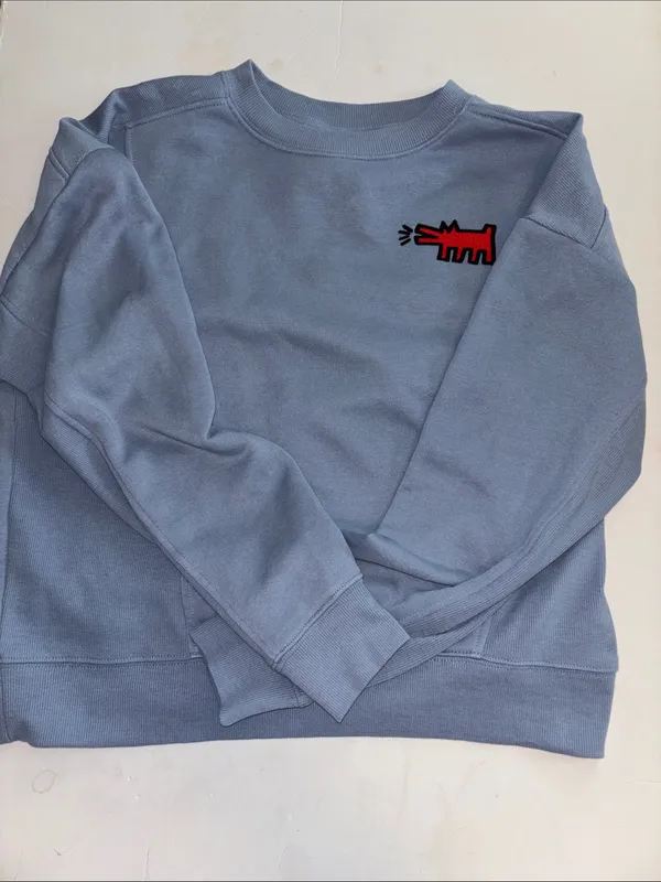 Keith Haring Slate Blue Crew Neck Sweatshirt With Matching Jogger Pants Size Sm - Image 3