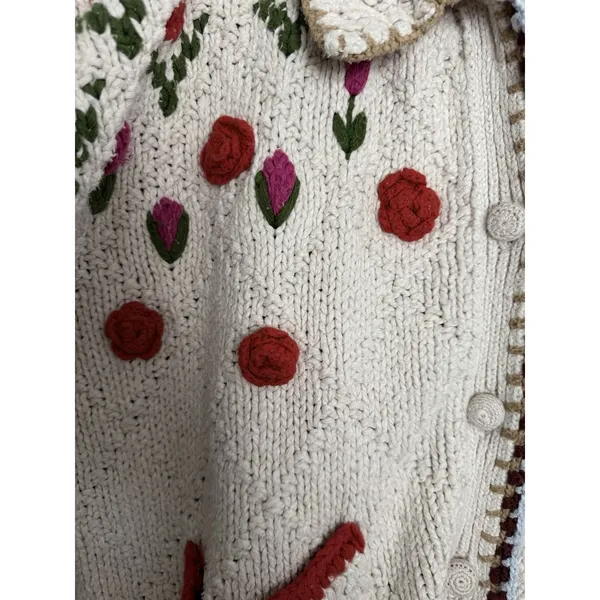 Free people Rosebud Cardigan Ivory Combo Women's Size Medium/Large - Image 16