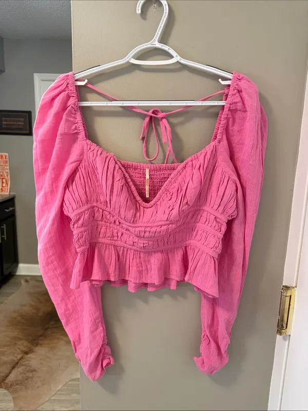 Free People Chloe Ruffle Top Pink NWOT Size small- MSRP $98.00 - Image 3