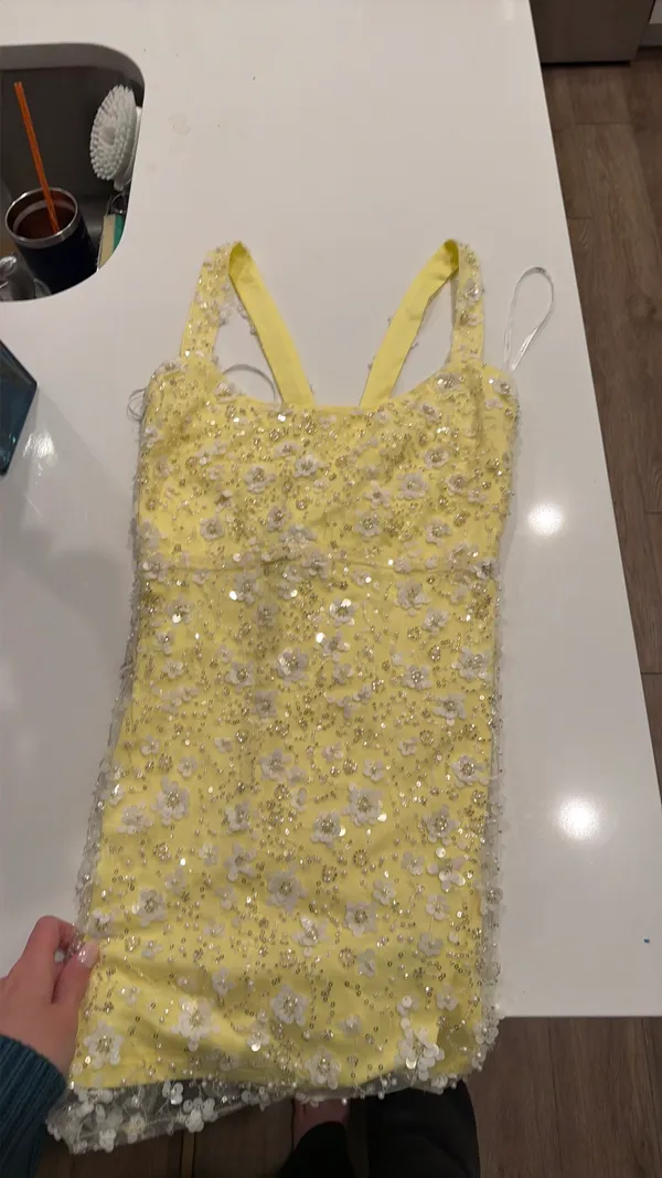 Lulus yellow sequin dress - Image 2