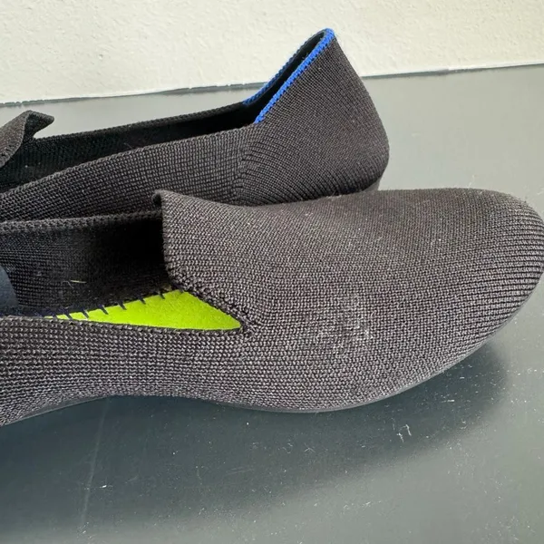 Rothy's The Flat Women’s Size 9 Ecru Textile Ballet Comfort Shoes Slip On Black - Image 5