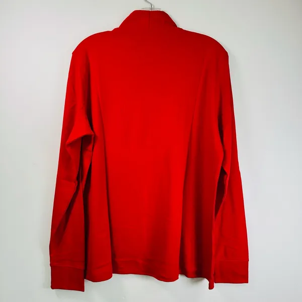 Lands End Red Mock Neck Long Sleeve Cotton Shirt Large 14-16 - Image 2