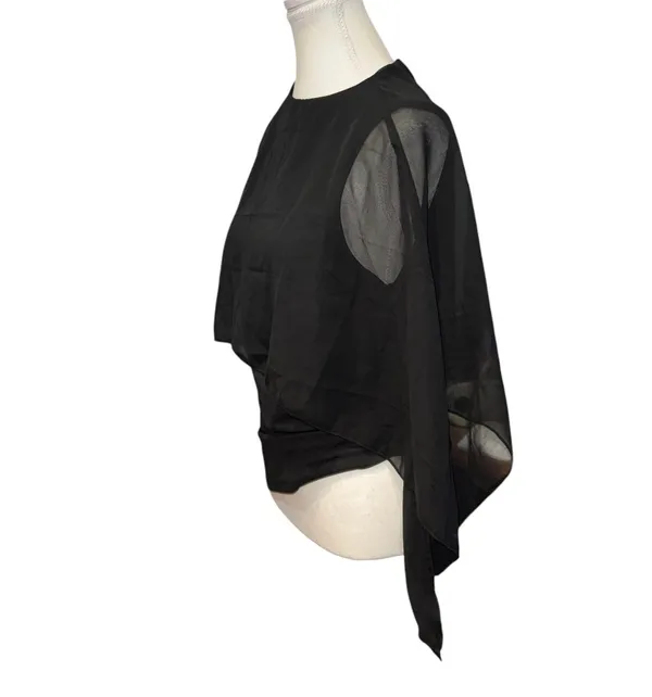 SheIn Black shawl blouse - Image 4