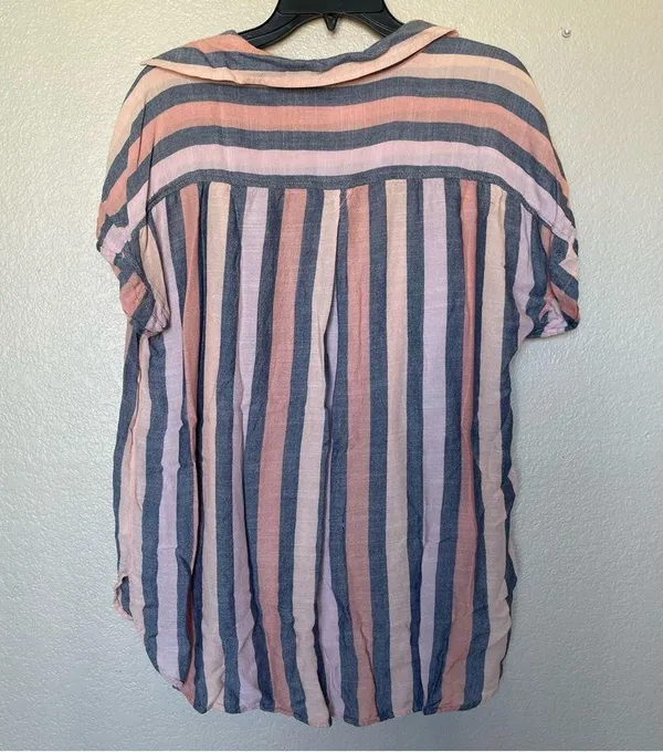 American Eagle striped button down shirt SZ L - Image 2