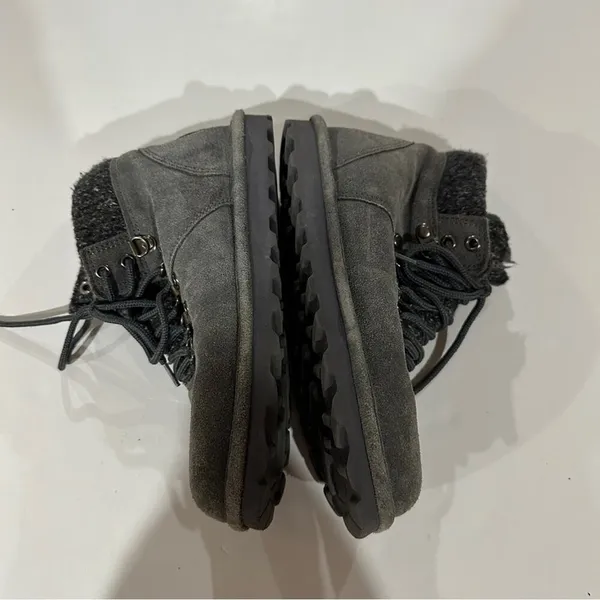 BearPaw Marie Suede Knit Gray Lace‎ Up Winter Ankle Boots Size 7 - Image 3