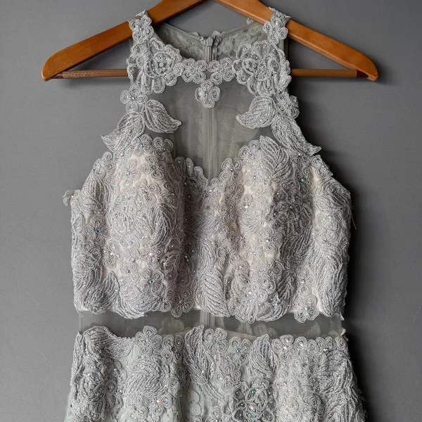 Aspeed Boho Moody Prom Lace Beaded Mermaid Gown Large Champagne‎ - Image 2