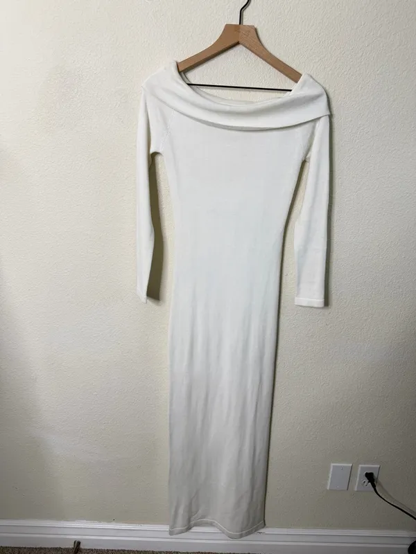 Peppermayo Alexandra Off Shoulder Knit Maxi Dress - Ivory Womens Size S / M‎ - Image 6