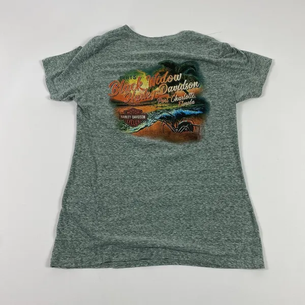 Harley-Davidson Shirt Womens Large Gray Together We Ride Black Widow Florida Tee - Image 3