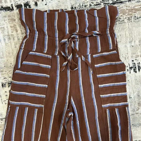 Free People come to play striped wide leg cropped pants - Image 7