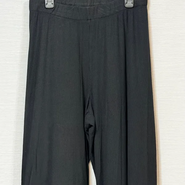 Womens SKIMS Black Ribbed Modal Wide Leg High Waisted Lounge Pants Small - Image 3
