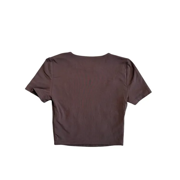 Aritzia Babaton Chocolate Brown Fitted Cropped Crewneck T Shirt XXS - Image 3