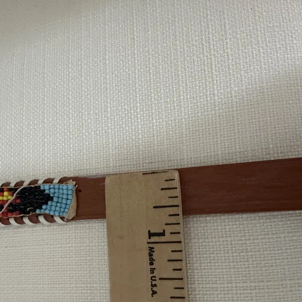 Womans Indian Hand Beaded Leather Belt Adjustable Bird Colorful - Image 14