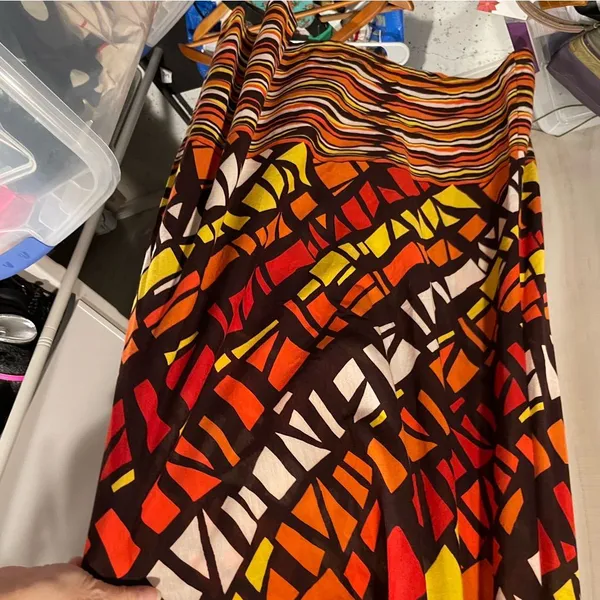 Cute NWT earth babydoll geometric cross back soft stretchy maxi dress beach pool - Image 13