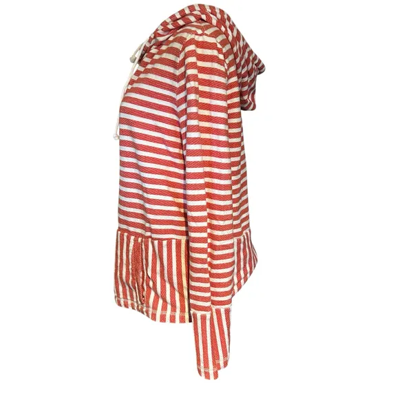 J. Crew Hoodie Pockets Red White Stripe Long Sleeve Front Pockets Relaxed SZ Lg - Image 7