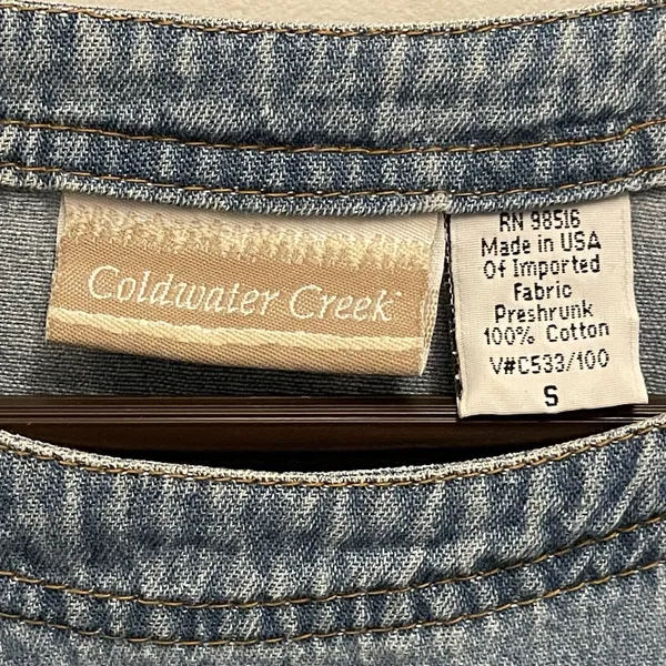 Coldwater Creek Chambray Denim‎ Maxi Dress Size S Y2K Western Modest Prairie - Image 3