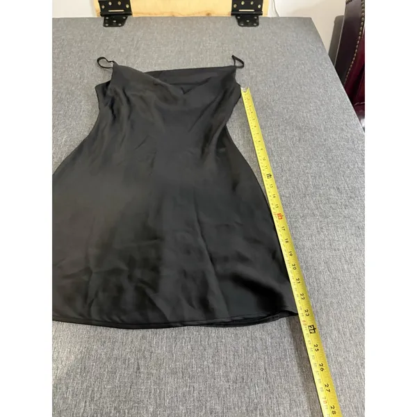 Urban Outfitters Womens Mallory Cowl Neck Slip Mini Dress Sz Small Black Satin - Image 3