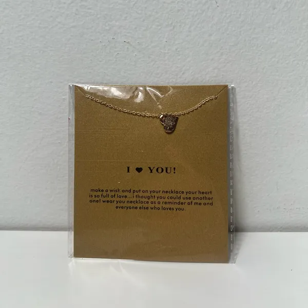 I love You Heart Pendant Charm Gold Adjustable Necklace - Image 2