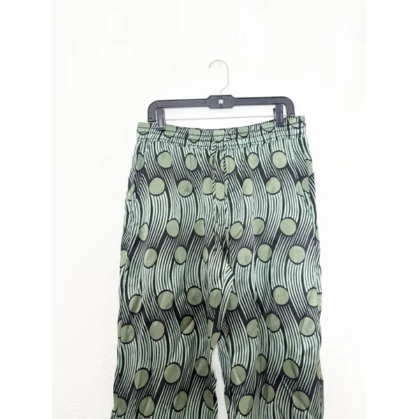 Zara Green Geometric Flowy Satin Cropped Pants Size Large Abstract Funky Boho - Image 5