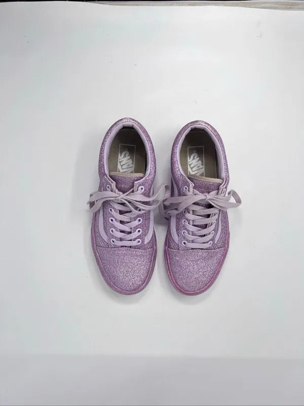 Vans Old Skool Lavender Purple Glitter Canvas Low Skate Sneakers Size 7 - Image 6